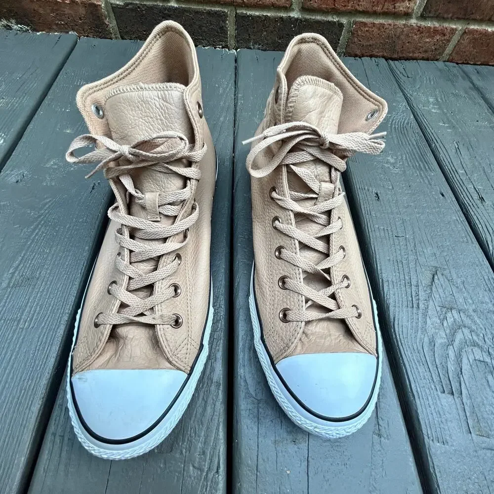 Converse Men's Chuck Taylor All Star Leather Sneaker Tan High Top Size M 13/W 15
